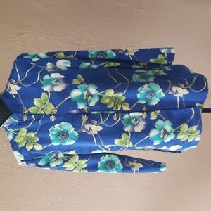 Maggie Sweet Vintage Blue Floral Blouse Long Sleeve